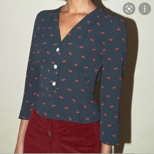 Rouje Mimi Cherry Print Top ~~ size 4 ~~ Cute!